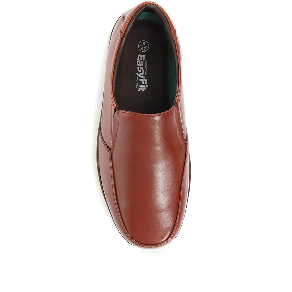 Extra Wide Fit Leather Slip On Shoes - DELNERO / 321 158 - Tan - Image 4