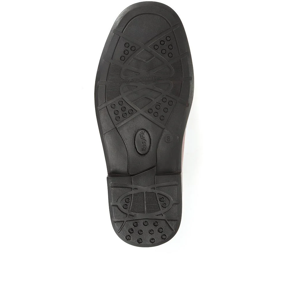Extra Wide Fit Leather Slip On Shoes - DELNERO / 321 158 - Tan - Image 5