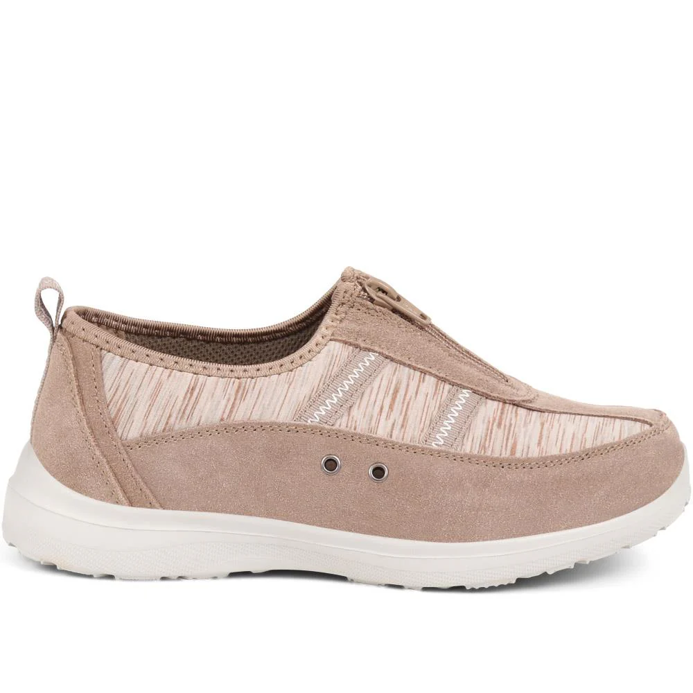Extra-Wide Fit Memory Foam Trainers - ELANA / 324 089 - Taupe Multi - Image 5