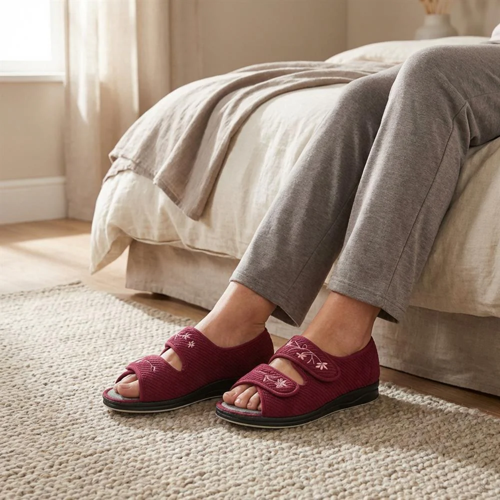 Extra-Wide Fit Slippers - AVIANNA / 323 507 - Burgundy - Image 2