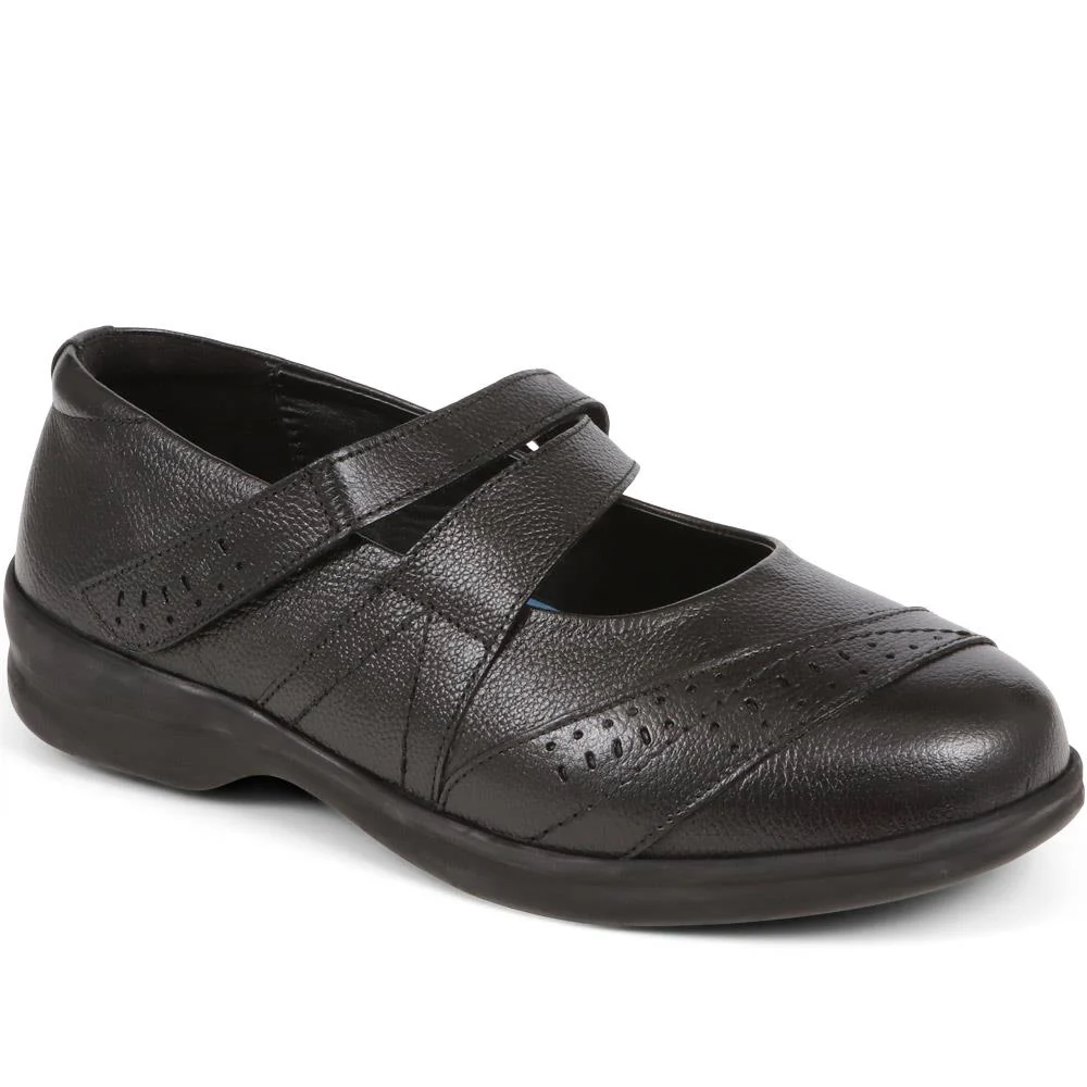 Extra Wide Fit Touch Fasten Leather Mary Janes - LIZBET / 323 992 - Image 2