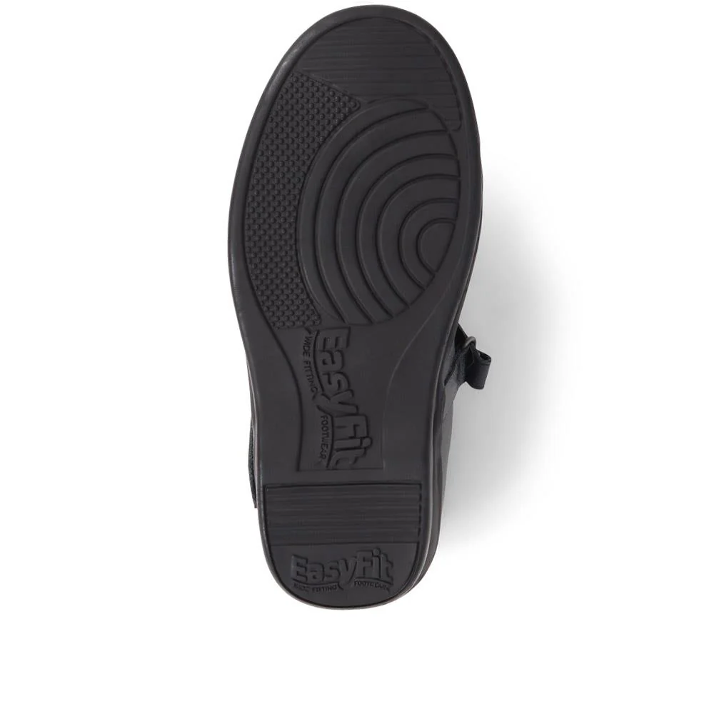 Extra Wide Fit Touch Fasten Leather Mary Janes - LIZBET / 323 992 - Navy - Image 5
