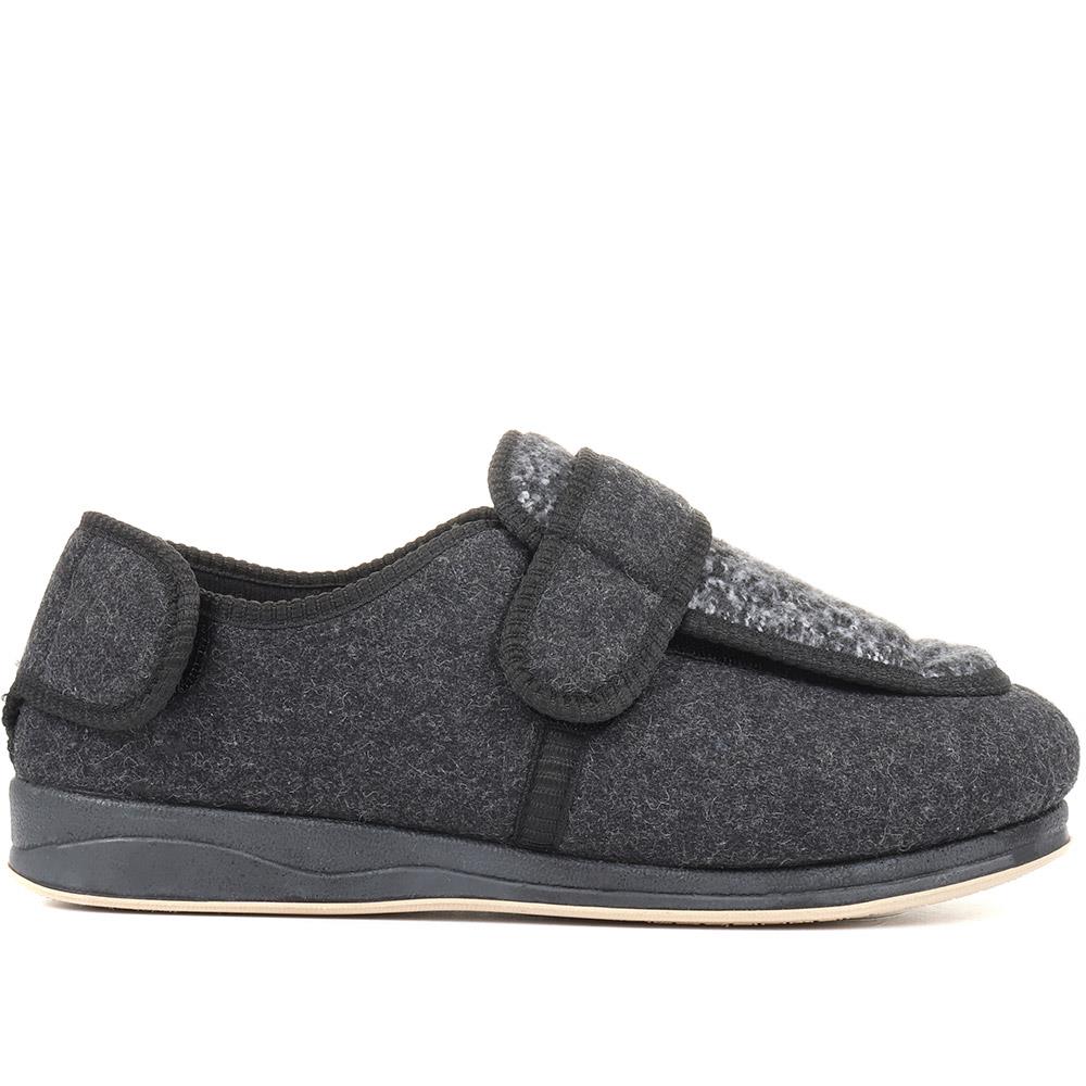 Extra-Wide-Fit Touch-Fastening Slippers - ARNOLDO / 321 148 - Black-Grey - Image 3