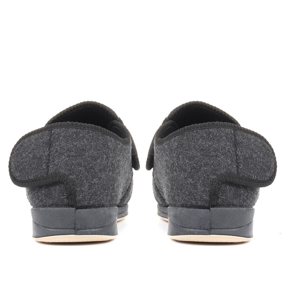 Extra-Wide-Fit Touch-Fastening Slippers - ARNOLDO / 321 148 - Black-Grey - Image 4