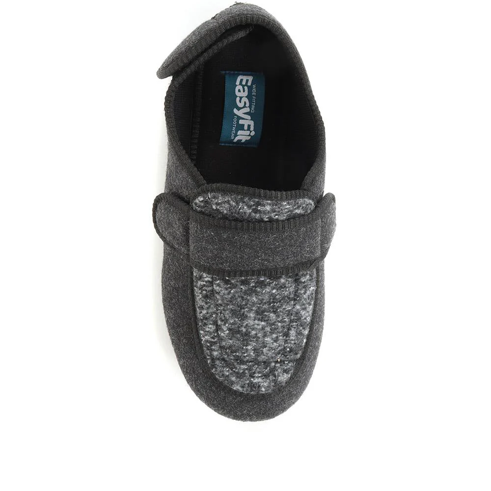 Extra-Wide-Fit Touch-Fastening Slippers - ARNOLDO / 321 148 - Black-Grey - Image 5