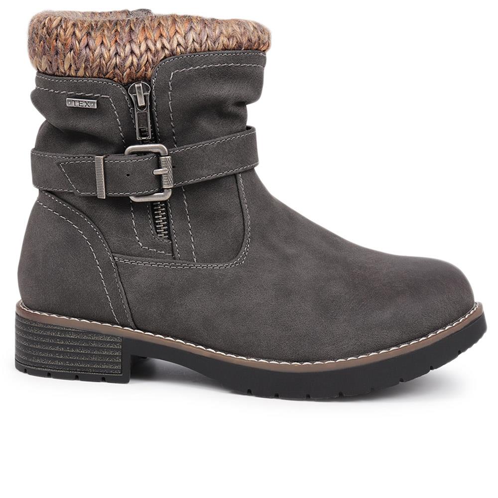 Extra-Wide Knitted Cuff Ankle Boots - BEE / 324 435 - Grey - Image 2