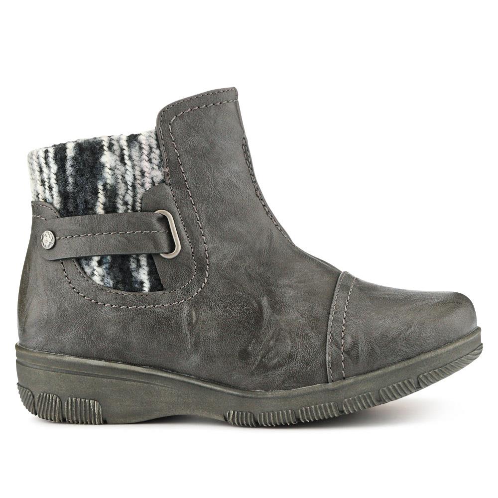 Extra-Wide Knitted Cuff Ankle Boots - CLARISA / 326 581 - Grey - Image 2