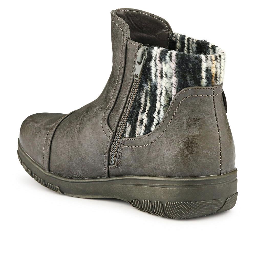 Extra-Wide Knitted Cuff Ankle Boots - CLARISA / 326 581 - Grey - Image 3