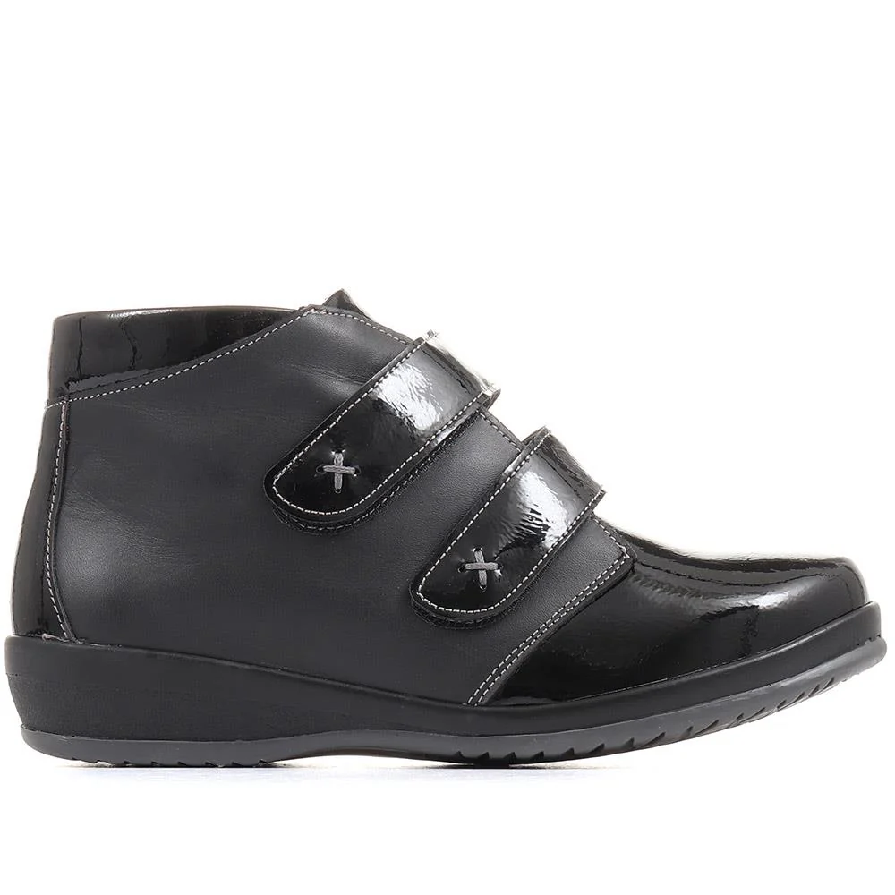 Extra Wide Leather Ankle Boots - AMORA / 322 670 - Black Patent - Image 2