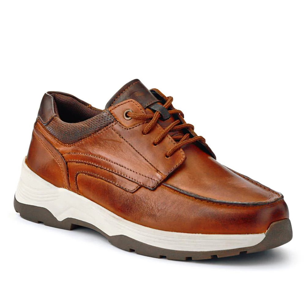 Extra-Wide Leather Casual Shoes - KRISTOPH / 326 962 - Cognac