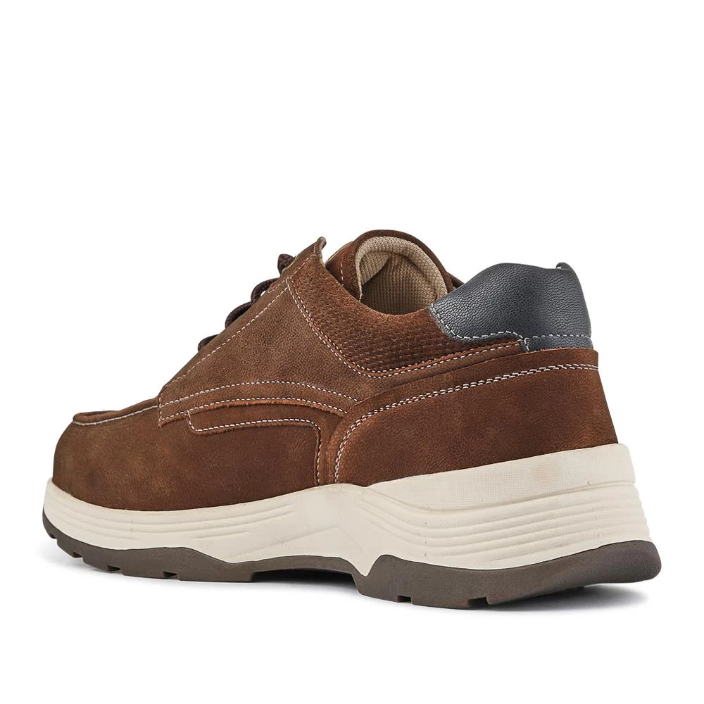 Extra-Wide Leather Casual Shoes - KRISTOPH / 326 962 - Brown - Image 3