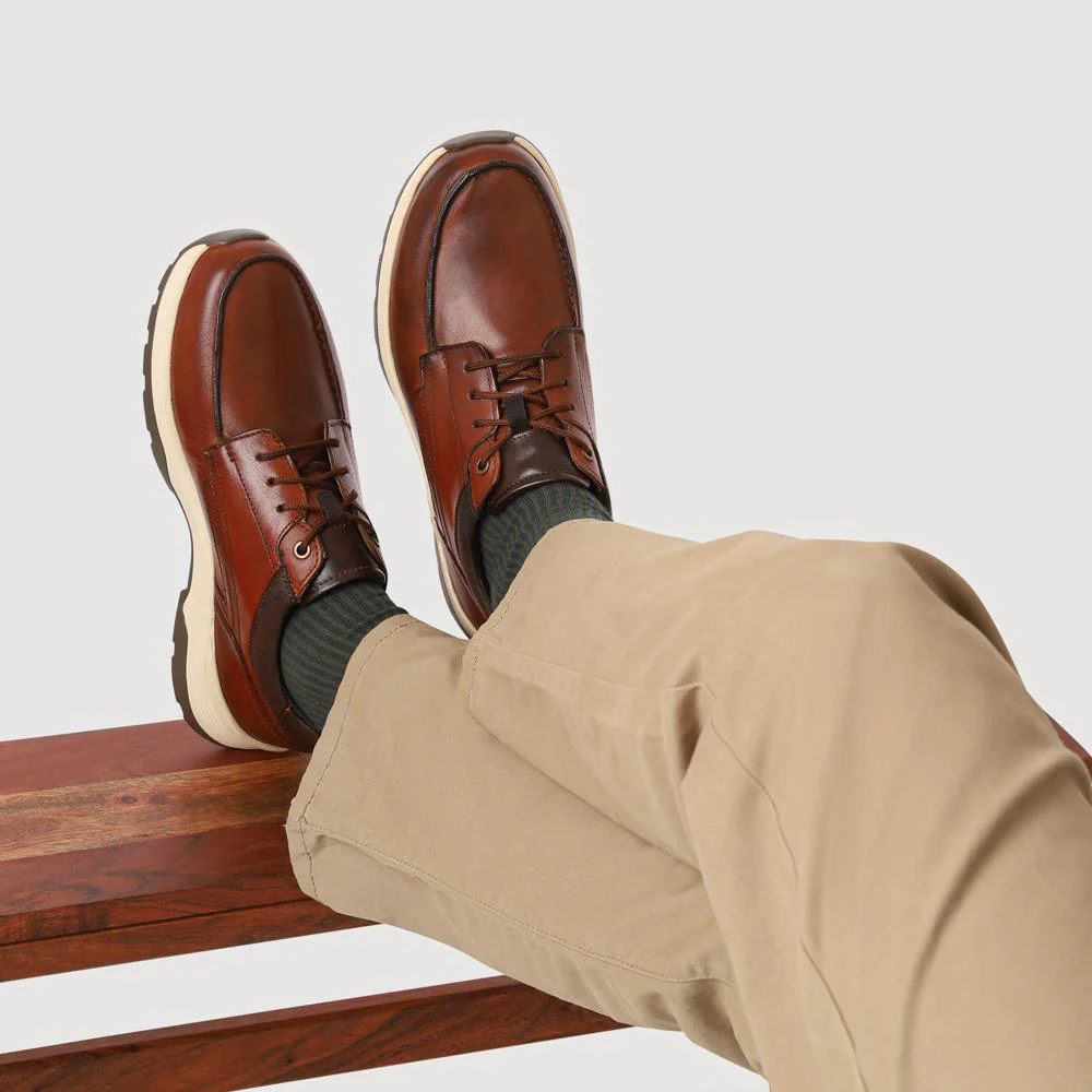 Extra-Wide Leather Casual Shoes - KRISTOPH / 326 962 - Cognac - Image 5
