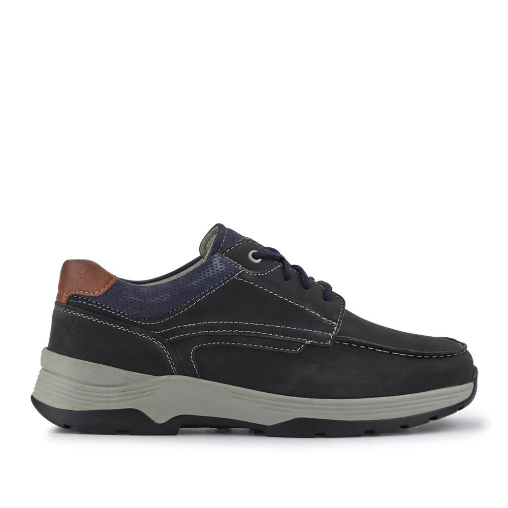 Extra-Wide Leather Casual Shoes - KRISTOPH / 326 962 - Navy - Image 2
