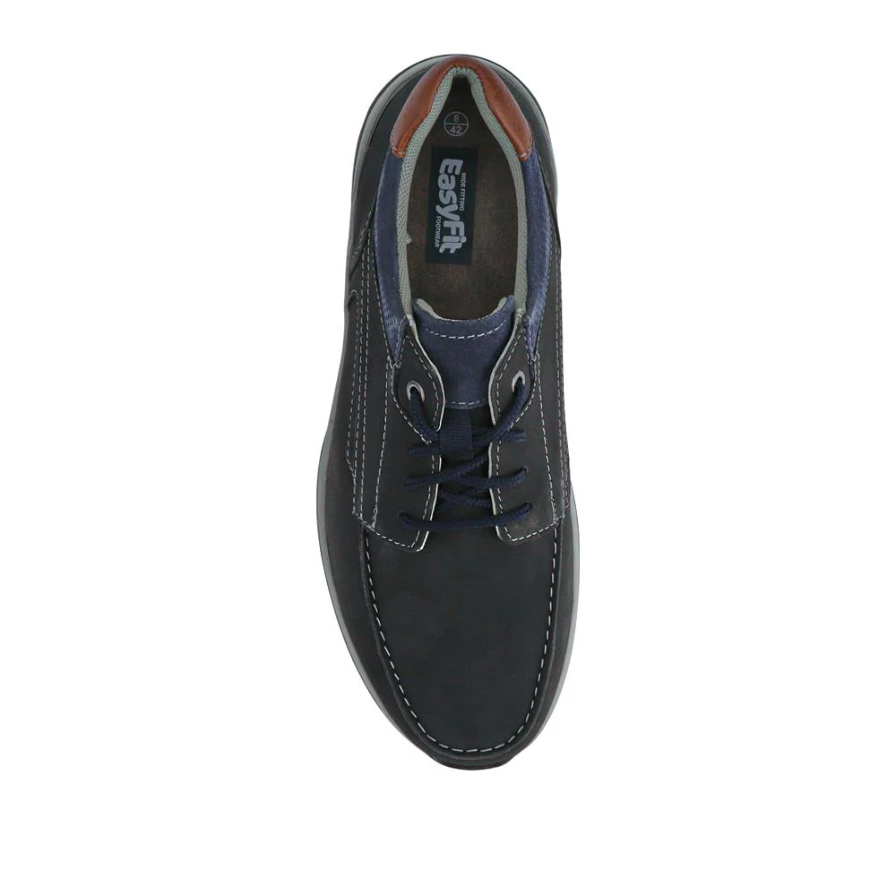 Extra-Wide Leather Casual Shoes - KRISTOPH / 326 962 - Navy - Image 4