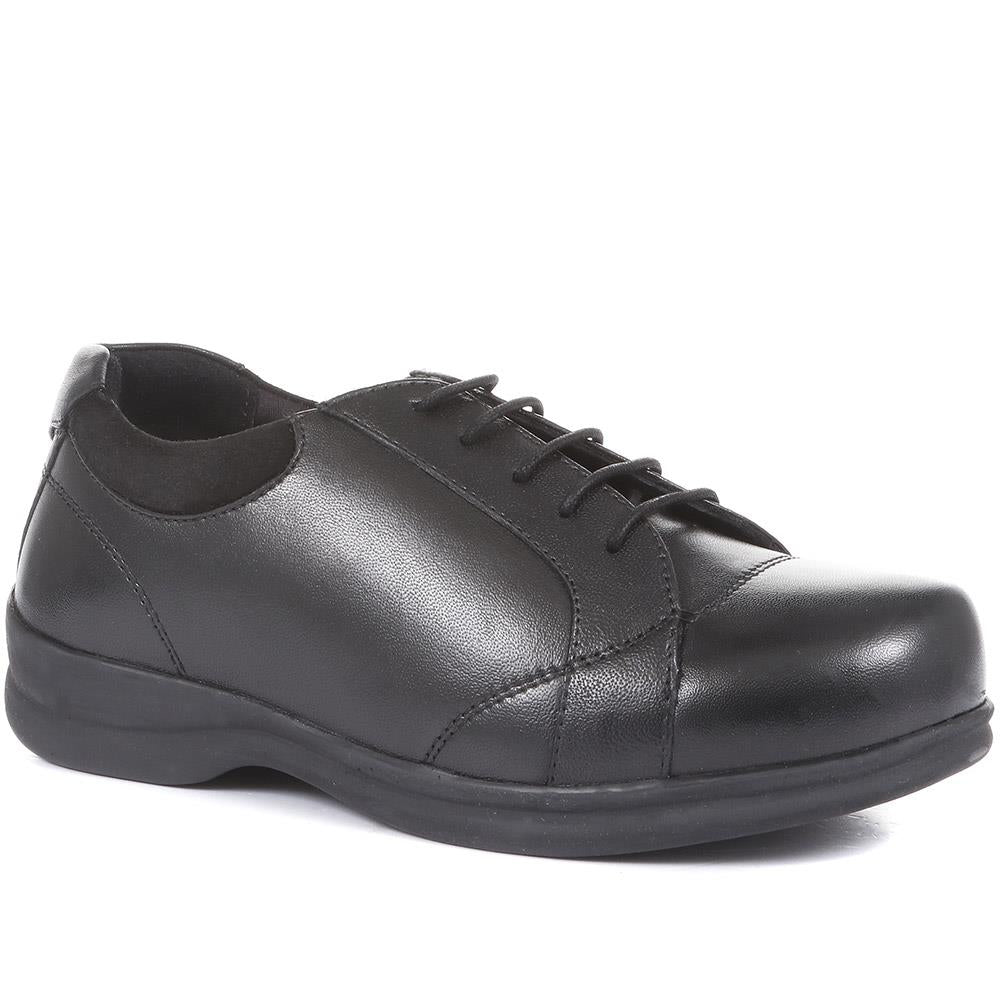 Extra Wide Leather Lace Up Shoes - LILLIE / 321 152 - Black