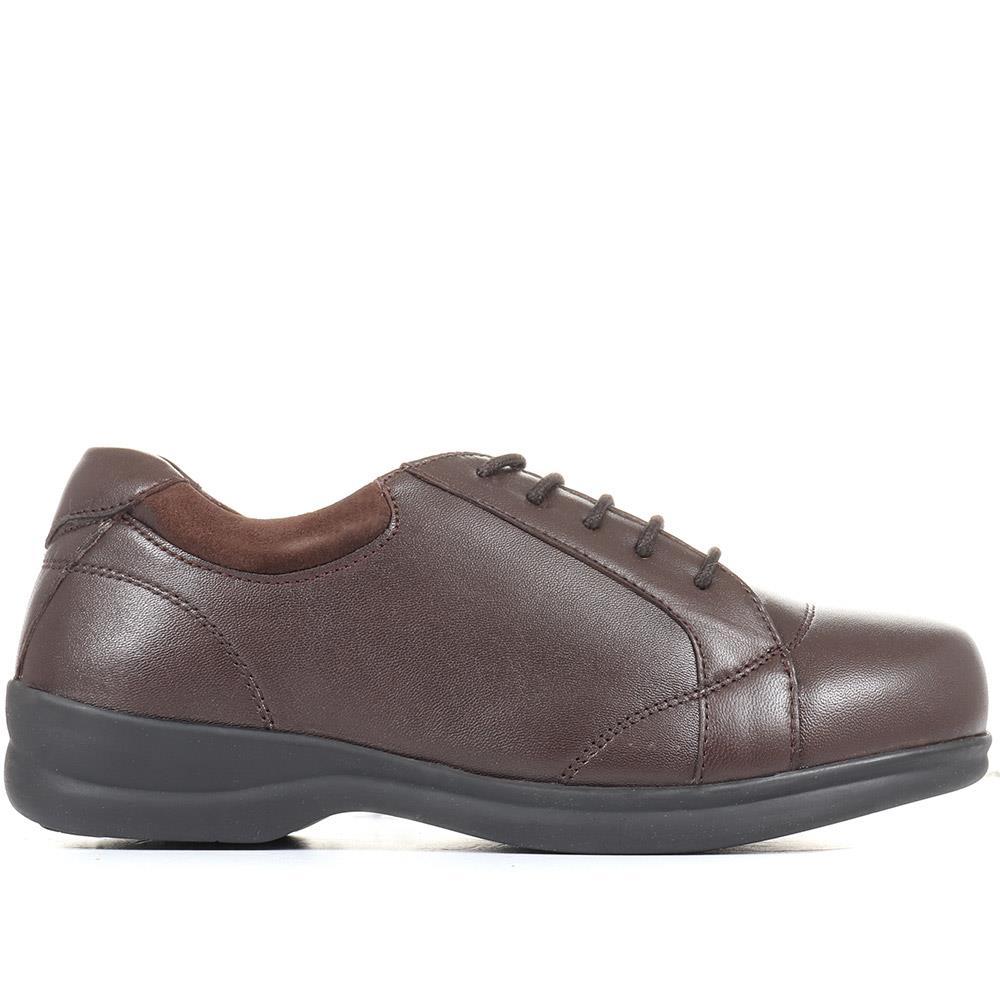 Extra Wide Leather Lace Up Shoes - LILLIE / 321 152 - Brown - Image 2