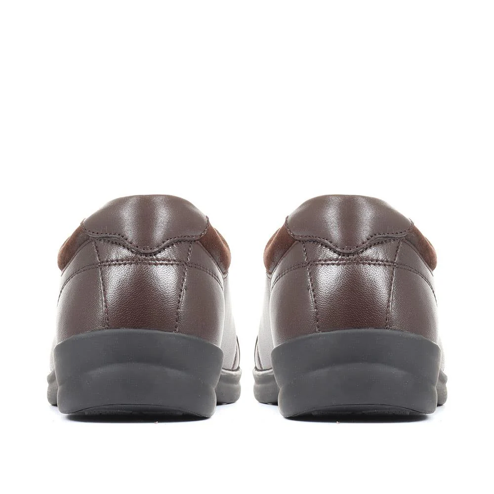 Extra Wide Leather Lace Up Shoes - LILLIE / 321 152 - Brown - Image 3