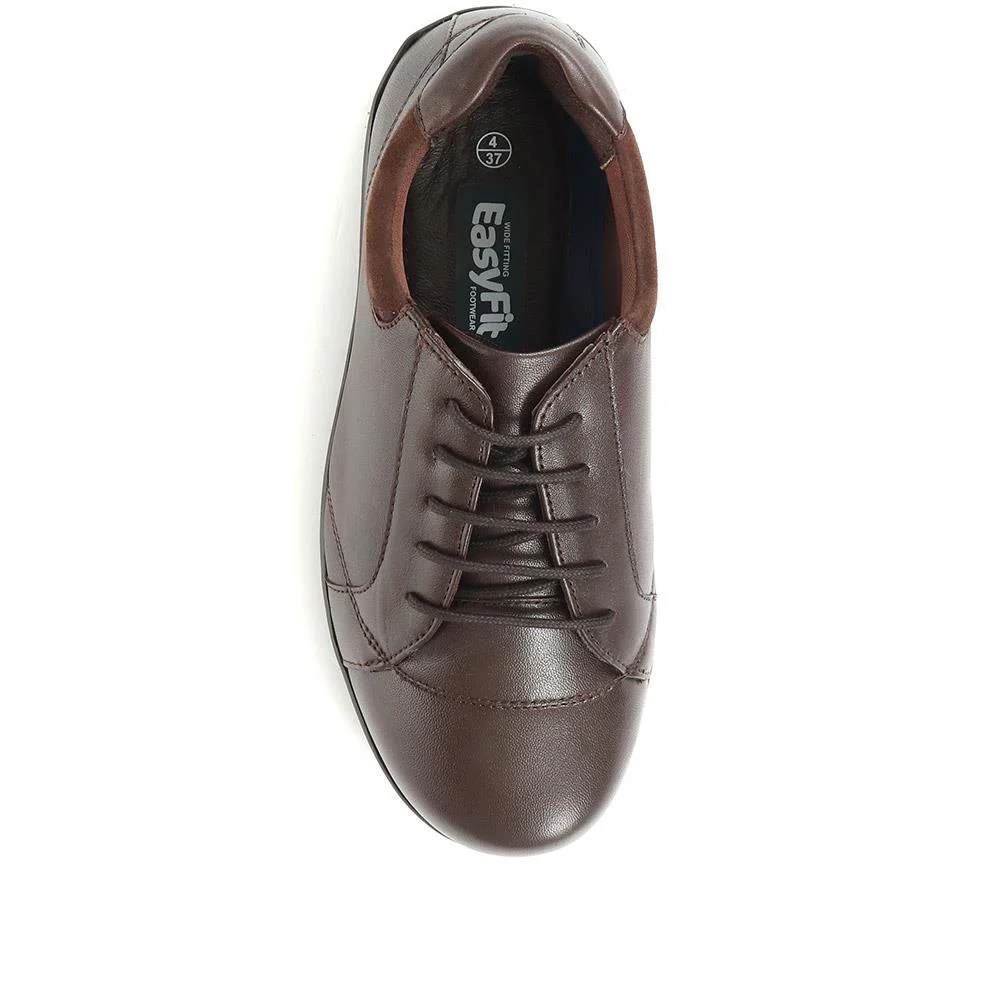 Extra Wide Leather Lace Up Shoes - LILLIE / 321 152 - Brown - Image 4