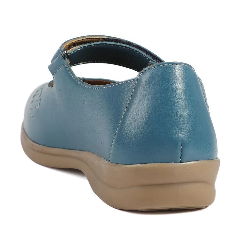 Extra-Wide Leather Mary Janes - TANTA / 327 206 - Denim - Image 3