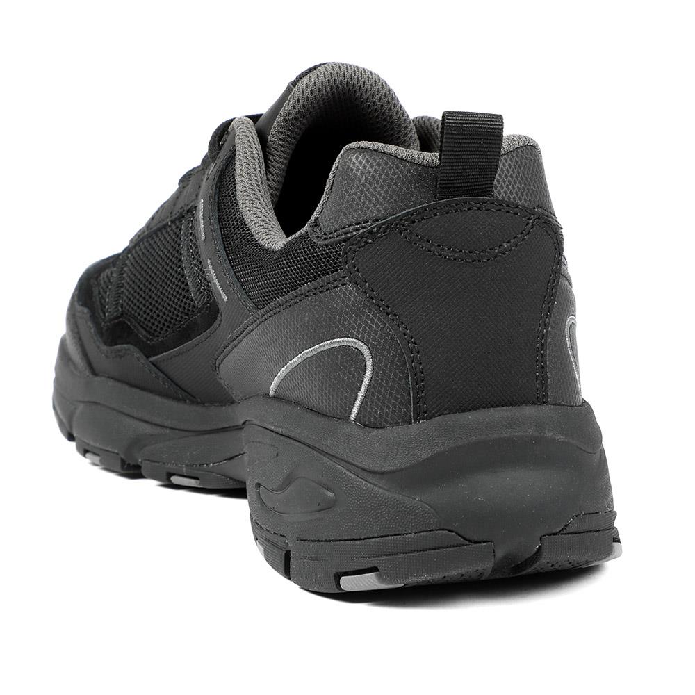 Extra Wide Leather Memory Foam Lace Up Trainers - BOJIE43019 / 329 260 - Black-Black - Image 4