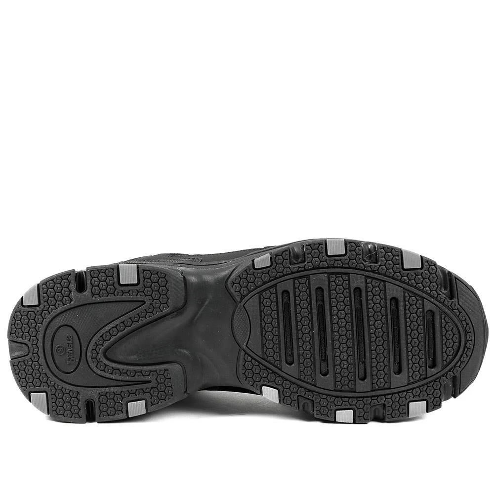 Extra Wide Leather Memory Foam Lace Up Trainers - BOJIE43019 / 329 260 - Black-Black - Image 6