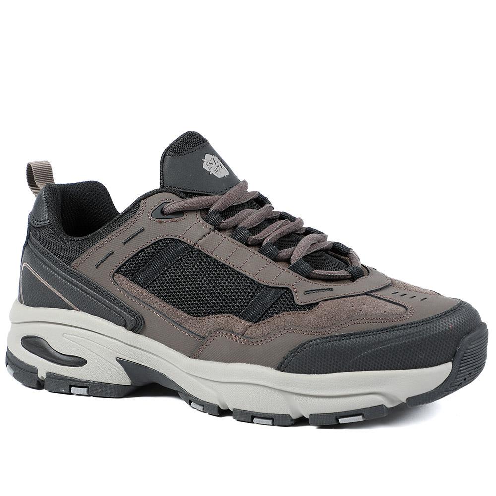 Extra Wide Leather Memory Foam Lace Up Trainers - BOJIE43019 / 329 260