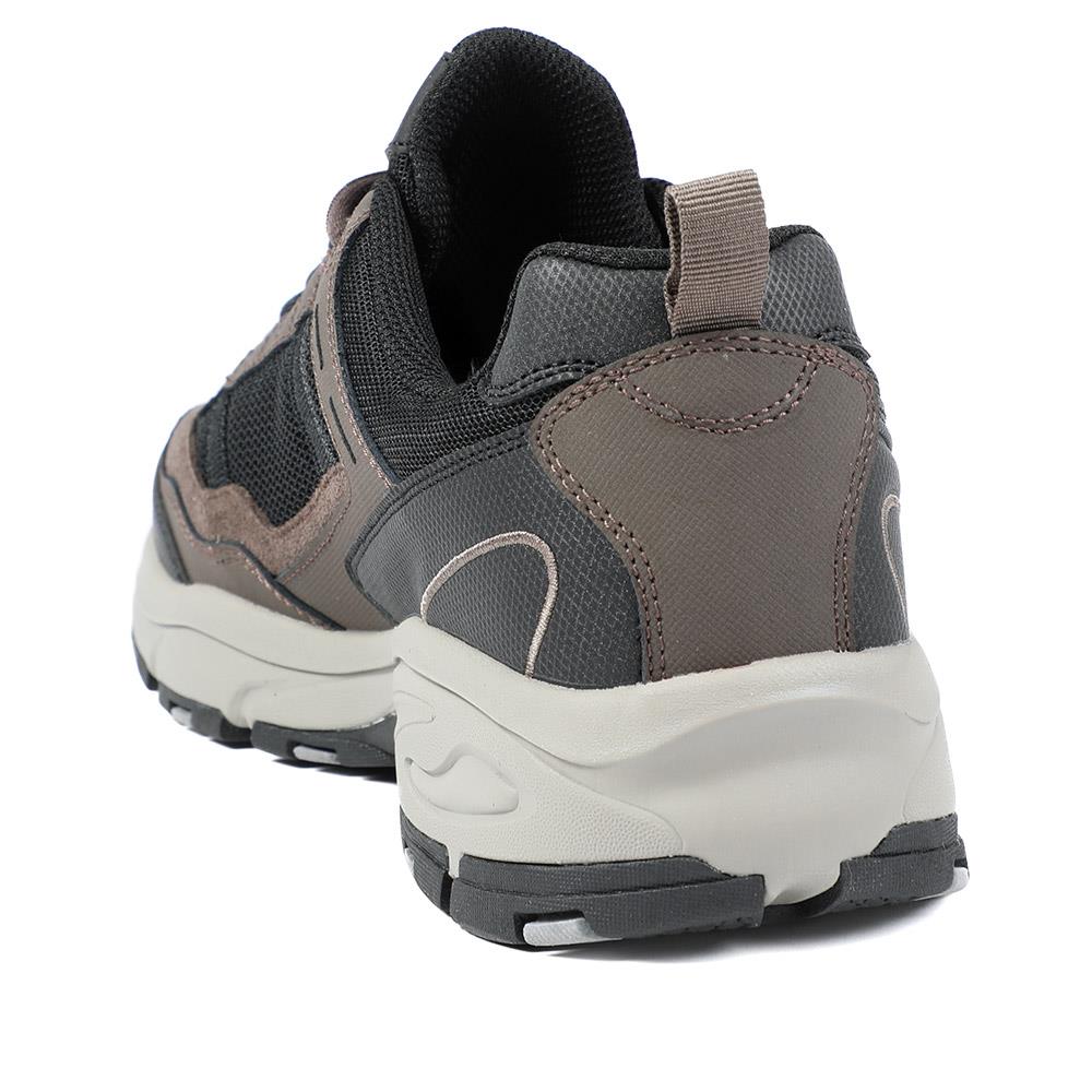 Extra Wide Leather Memory Foam Lace Up Trainers - BOJIE43019 / 329 260 - Brown - Image 4