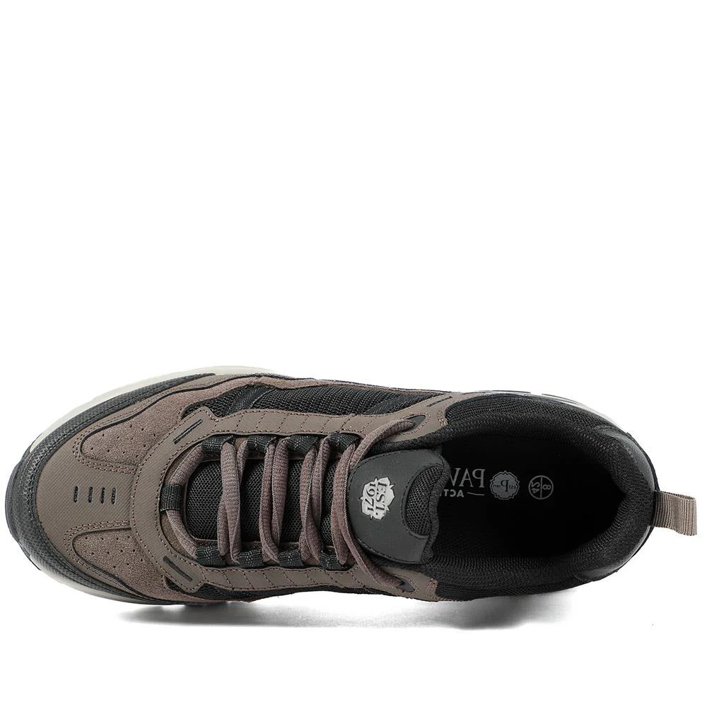 Extra Wide Leather Memory Foam Lace Up Trainers - BOJIE43019 / 329 260 - Brown - Image 5