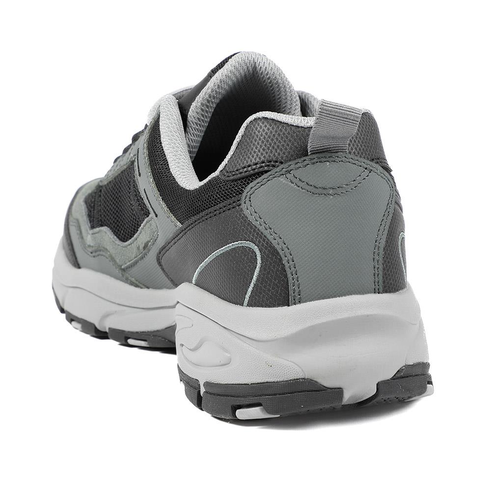 Extra Wide Leather Memory Foam Lace Up Trainers - BOJIE43019 / 329 260 - Charcoal - Image 4