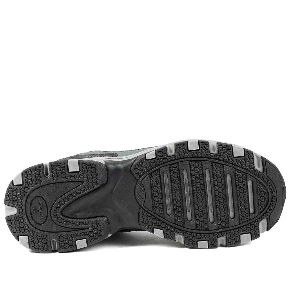 Extra Wide Leather Memory Foam Lace Up Trainers - BOJIE43019 / 329 260 - Charcoal - Image 6