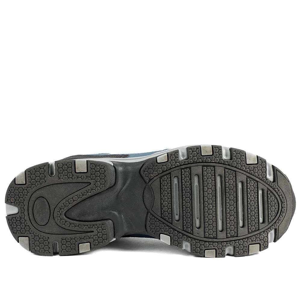 Extra Wide Leather Memory Foam Lace Up Trainers - BOJIE43019 / 329 260 - Jeans Blue - Image 6