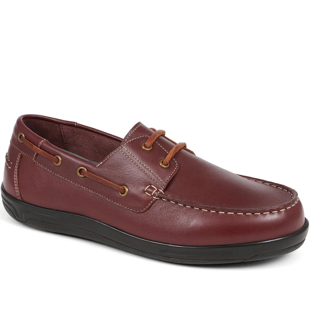Extra Wide Leather Moccasins - RICARDO / 323 743 - Burgundy