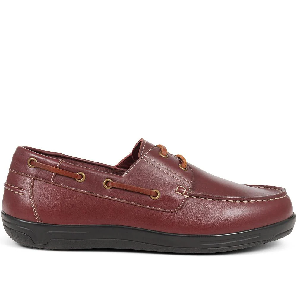 Extra Wide Leather Moccasins - RICARDO / 323 743 - Burgundy - Image 2