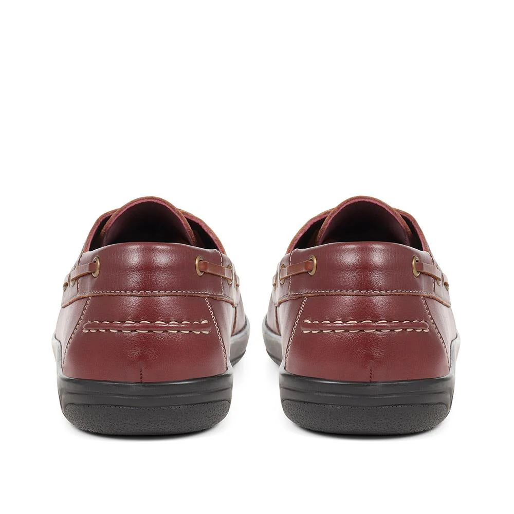 Extra Wide Leather Moccasins - RICARDO / 323 743 - Burgundy - Image 3