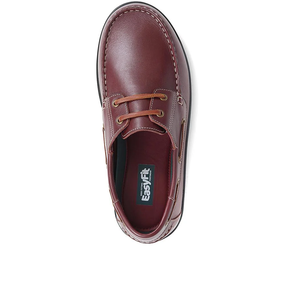 Extra Wide Leather Moccasins - RICARDO / 323 743 - Burgundy - Image 4