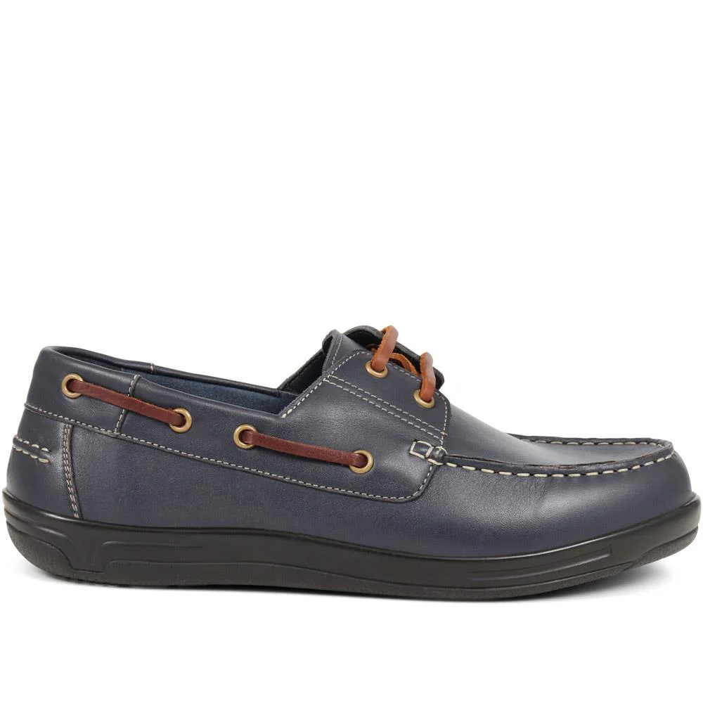 Extra Wide Leather Moccasins - RICARDO / 323 743 - Navy - Image 2