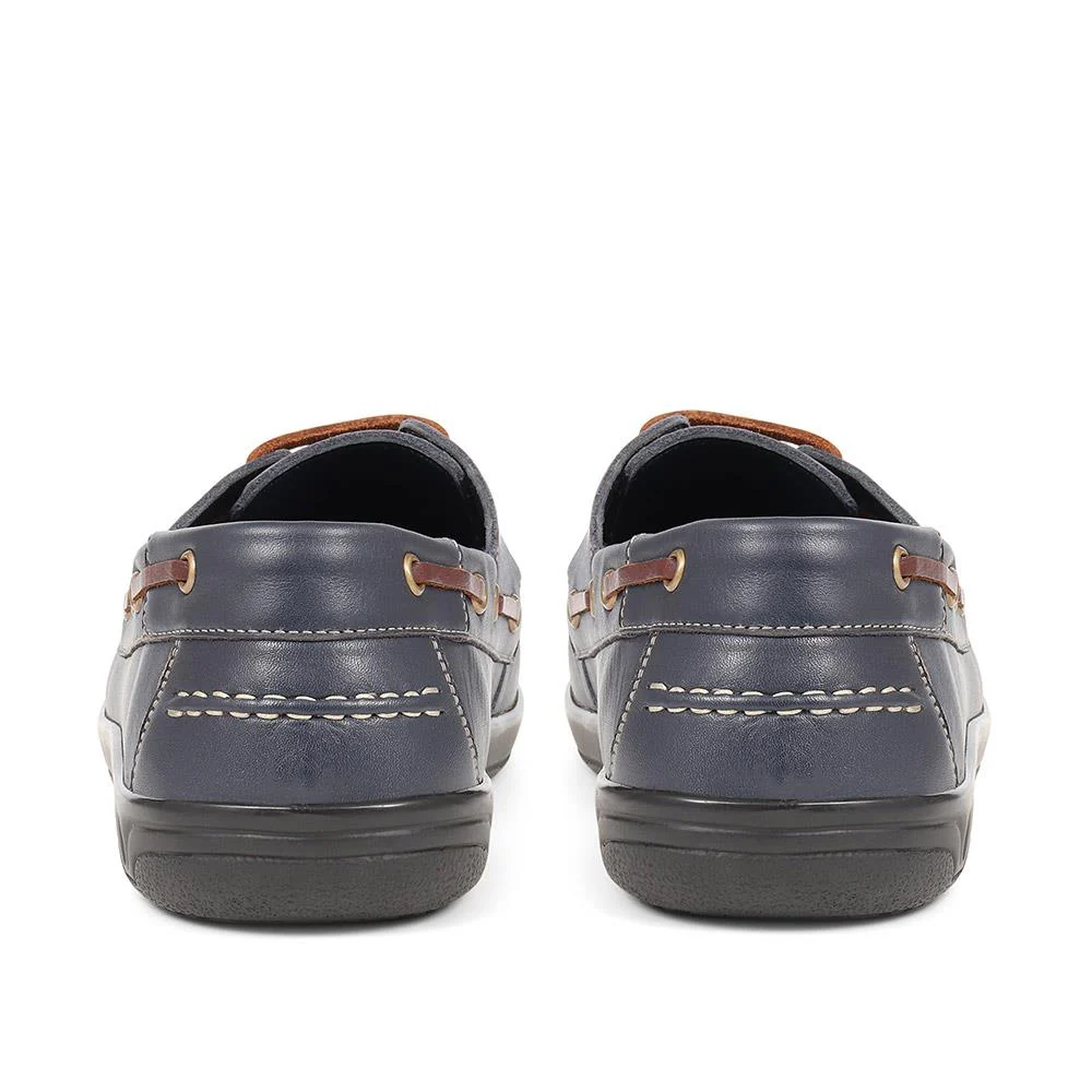 Extra Wide Leather Moccasins - RICARDO / 323 743 - Navy - Image 3