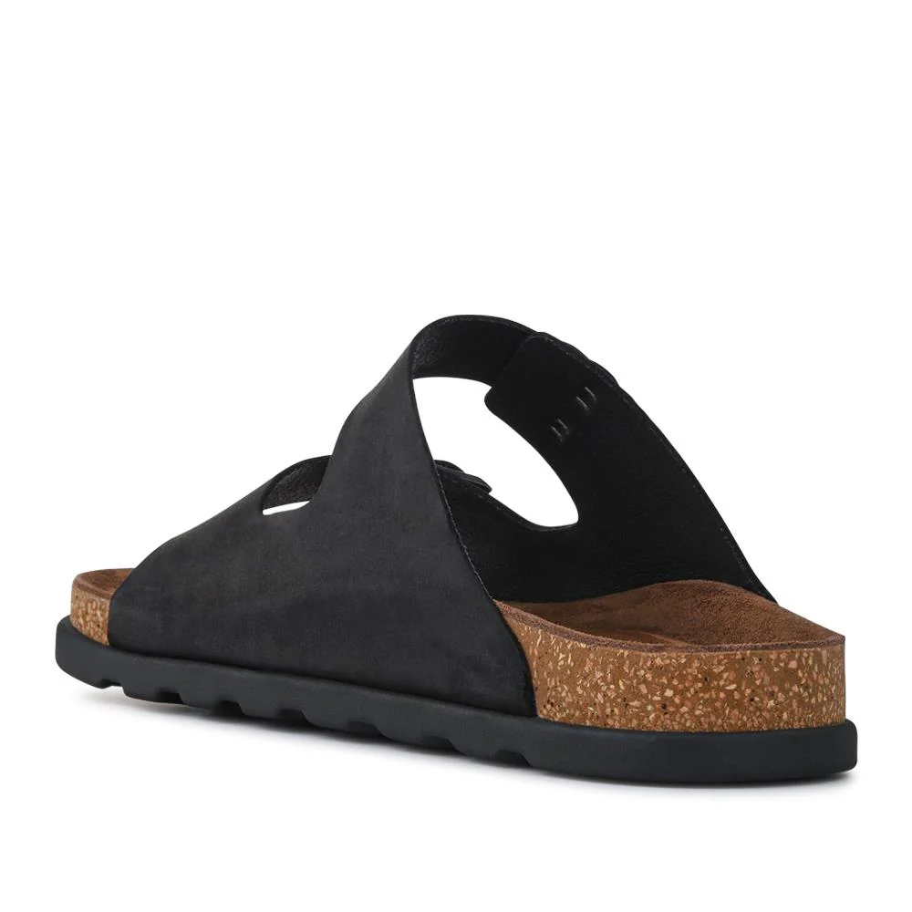 Extra-Wide Leather Mule Sandals - RKR41533 / 326 940 - Black - Image 3