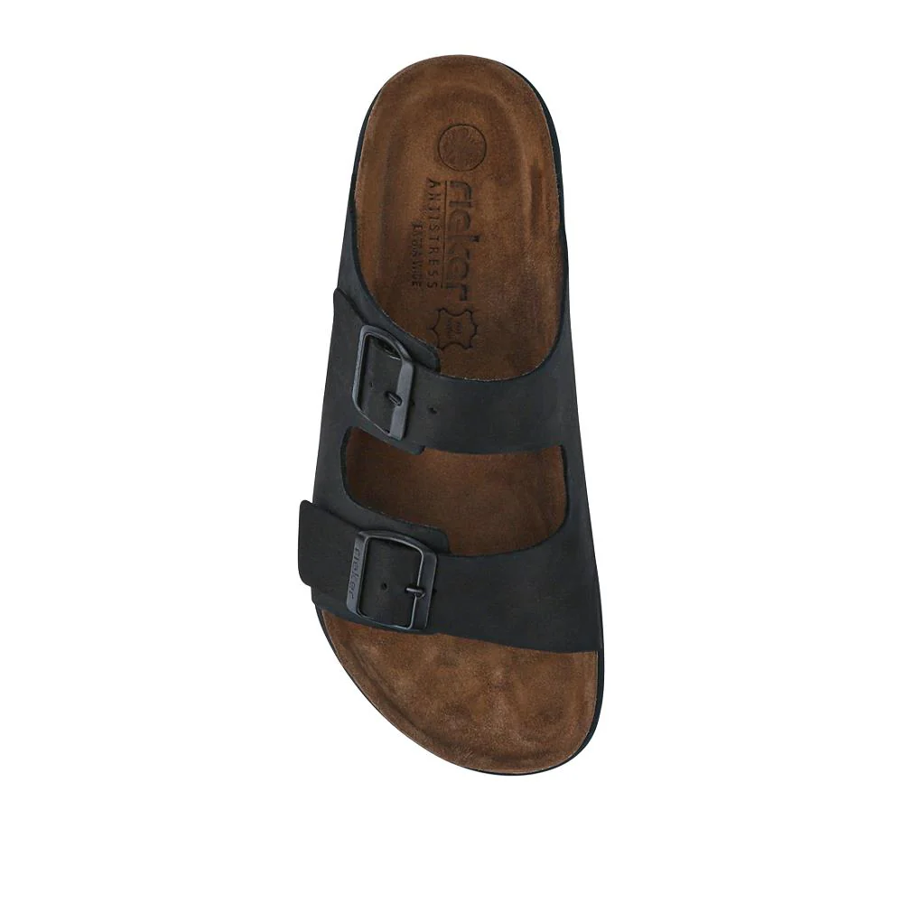Extra-Wide Leather Mule Sandals - RKR41533 / 326 940 - Black - Image 5