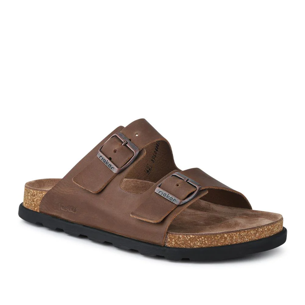 Extra-Wide Leather Mule Sandals - RKR41533 / 326 940 - Brown - Image 3