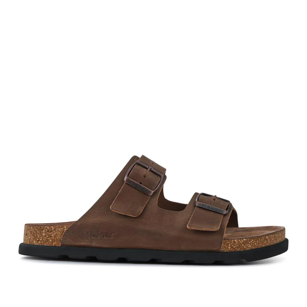 Extra-Wide Leather Mule Sandals - RKR41533 / 326 940 - Brown - Image 4