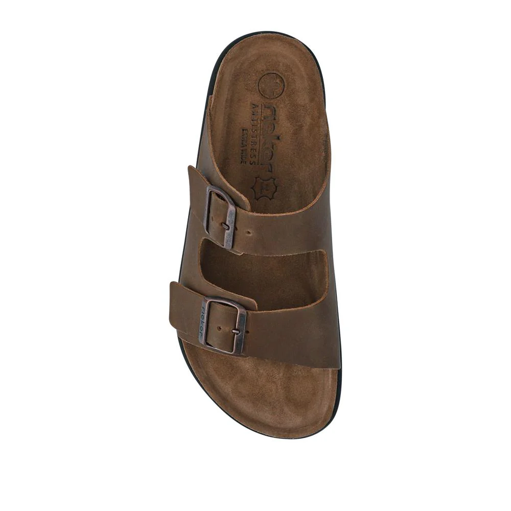 Extra-Wide Leather Mule Sandals - RKR41533 / 326 940 - Brown - Image 6
