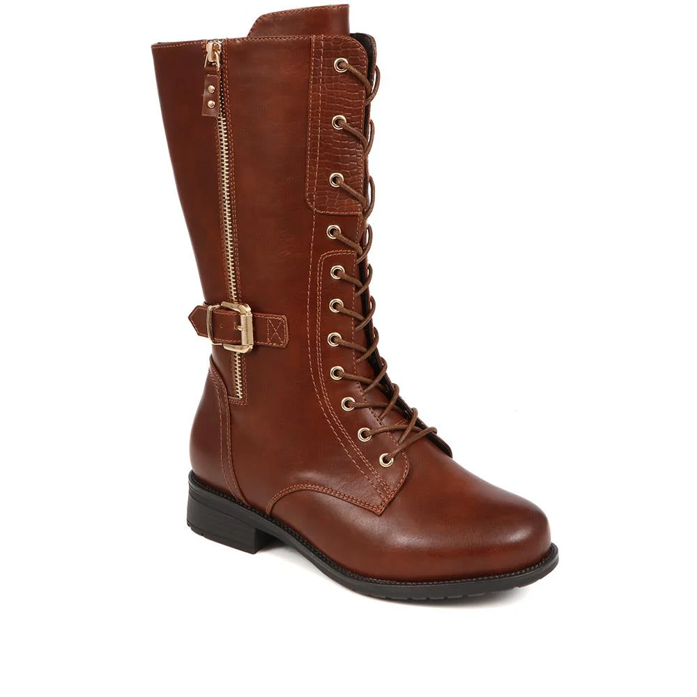 Extra-Wide Long Lace-Up Boots - KACEY / 324 704 - Image 2