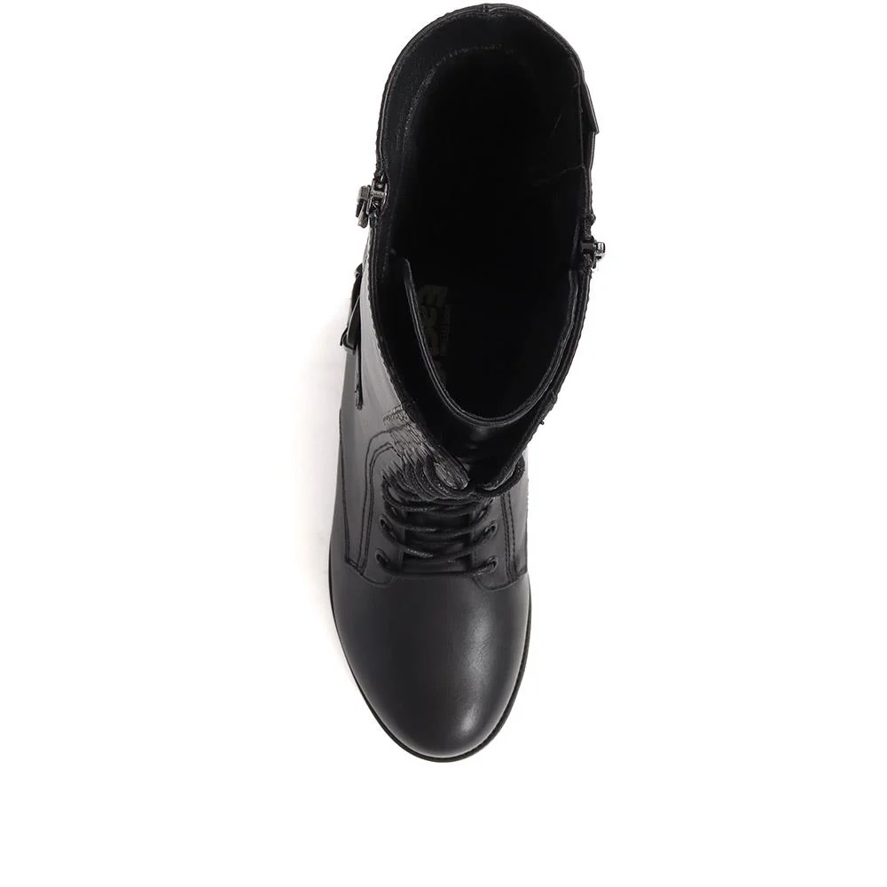 Extra-Wide Long Lace-Up Boots - KACEY / 324 704 - Black - Image 5