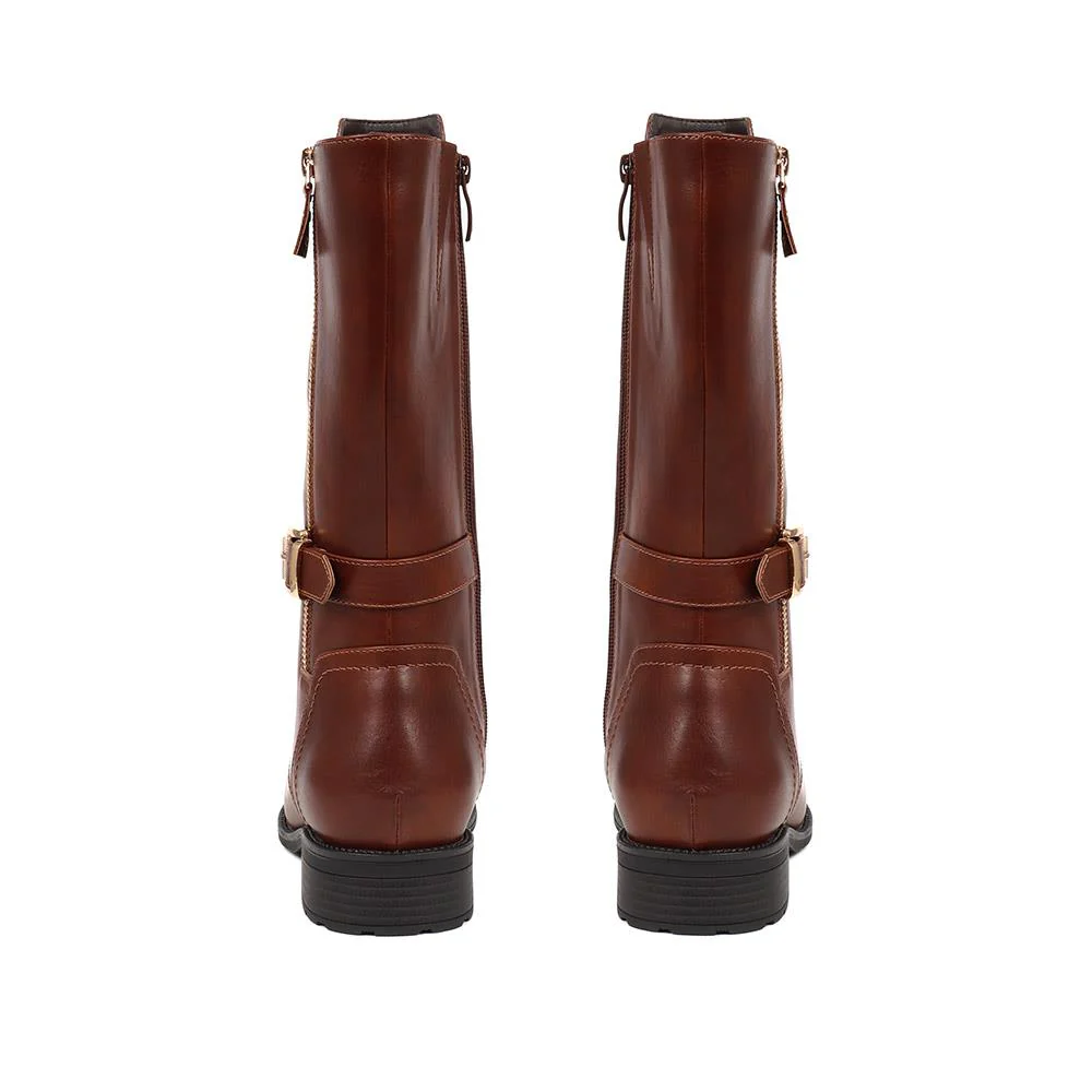Extra-Wide Long Lace-Up Boots - KACEY / 324 704 - Tan - Image 3