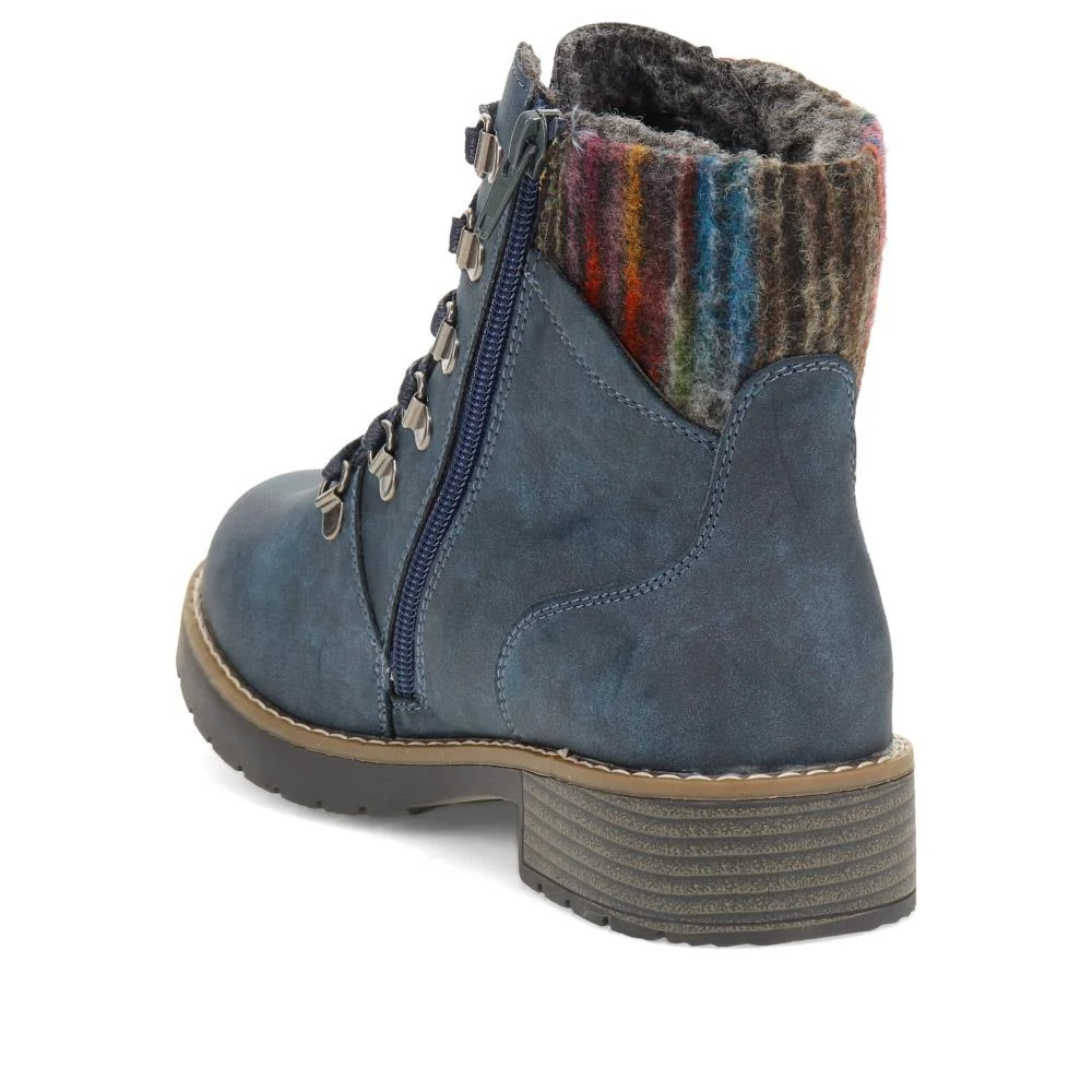 Extra Wide Padded Cuff Ankle Boots - AUDREEN / 326 597 - Navy - Image 3