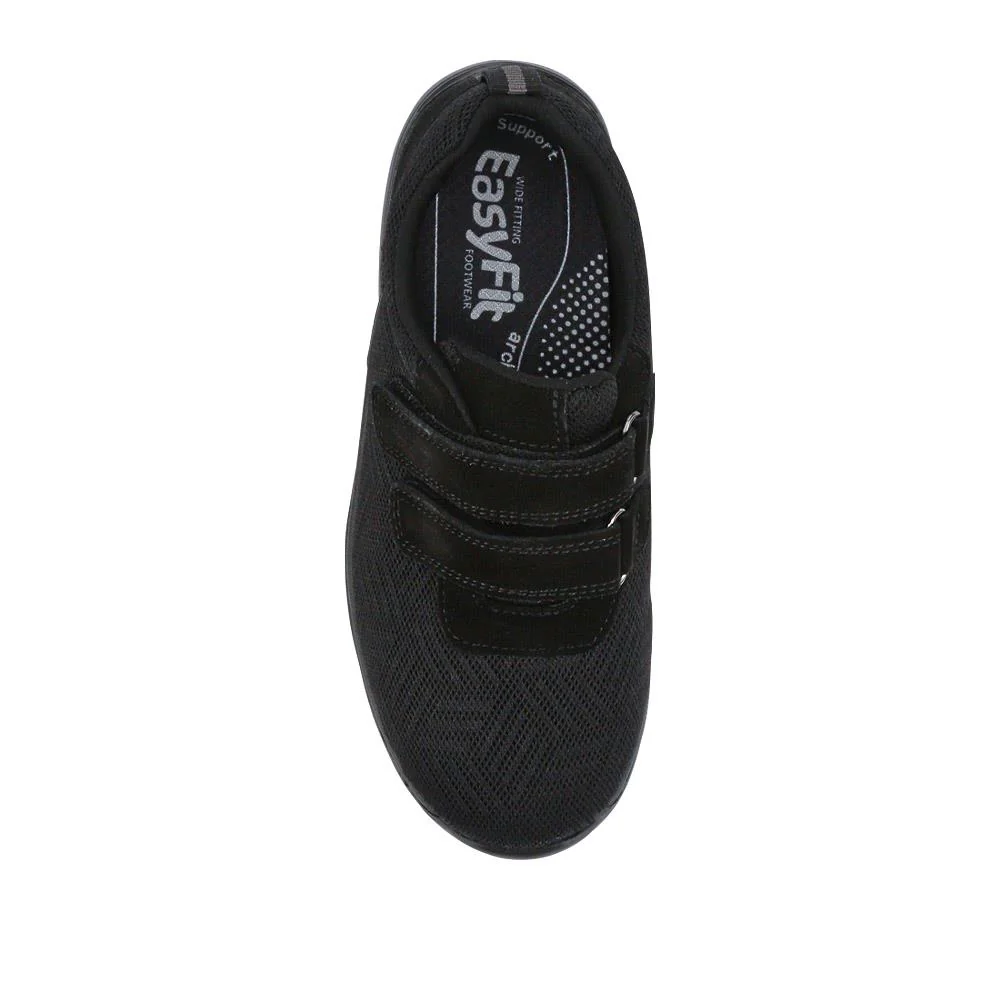 Extra-Wide Touch-Fasten Monk Shoes - BRIGETTE / 327 105 - Black-Black - Image 4