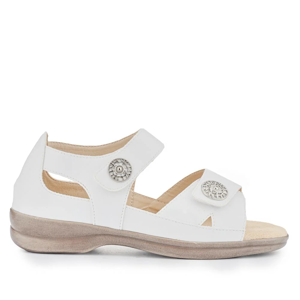 Extra-Wide Touch-Fasten Sandals - CARYL / 325 590 - White - Image 2