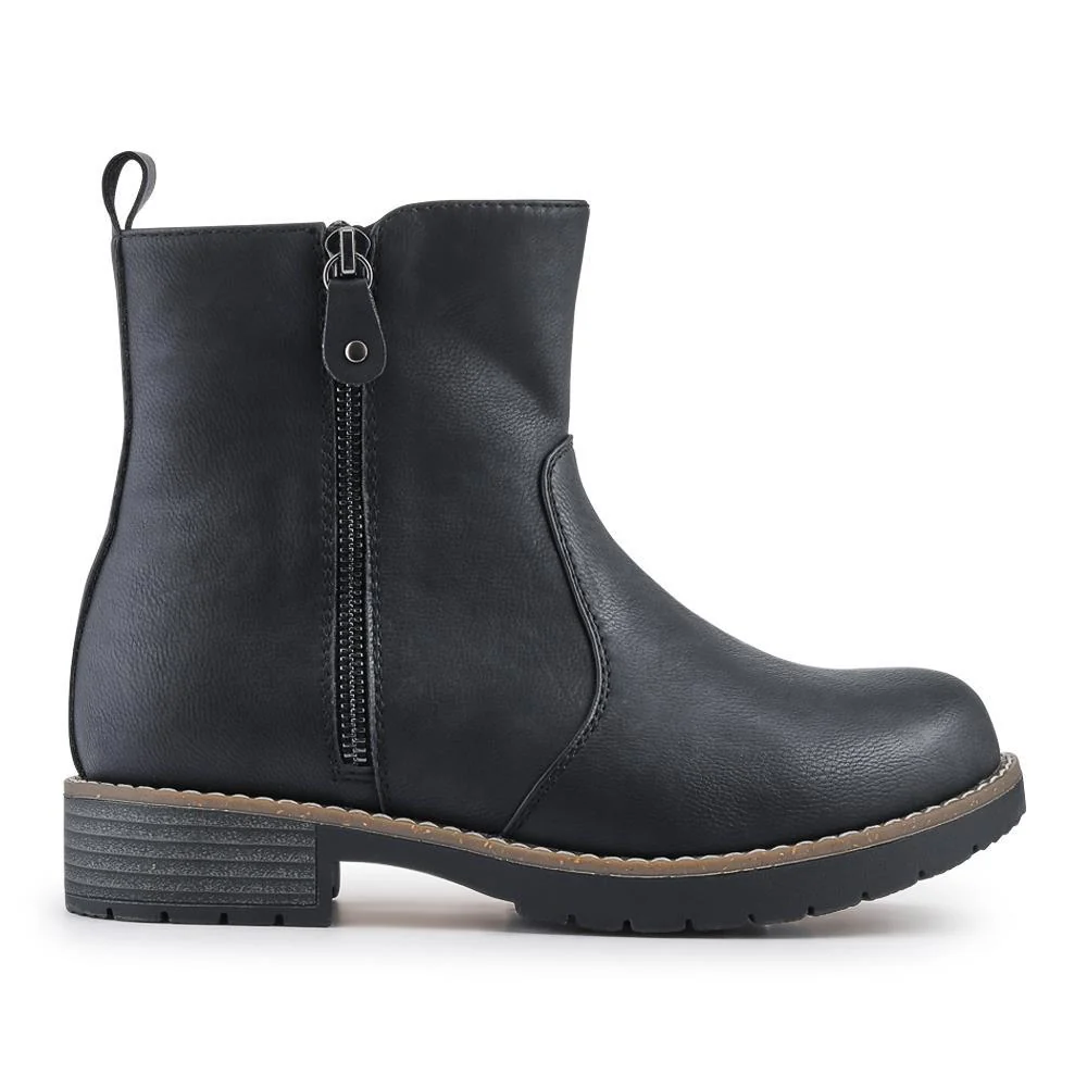 Extra-Wide Zip-Up Casual Ankle Boots - ALLY / 328 256 - Black - Image 2
