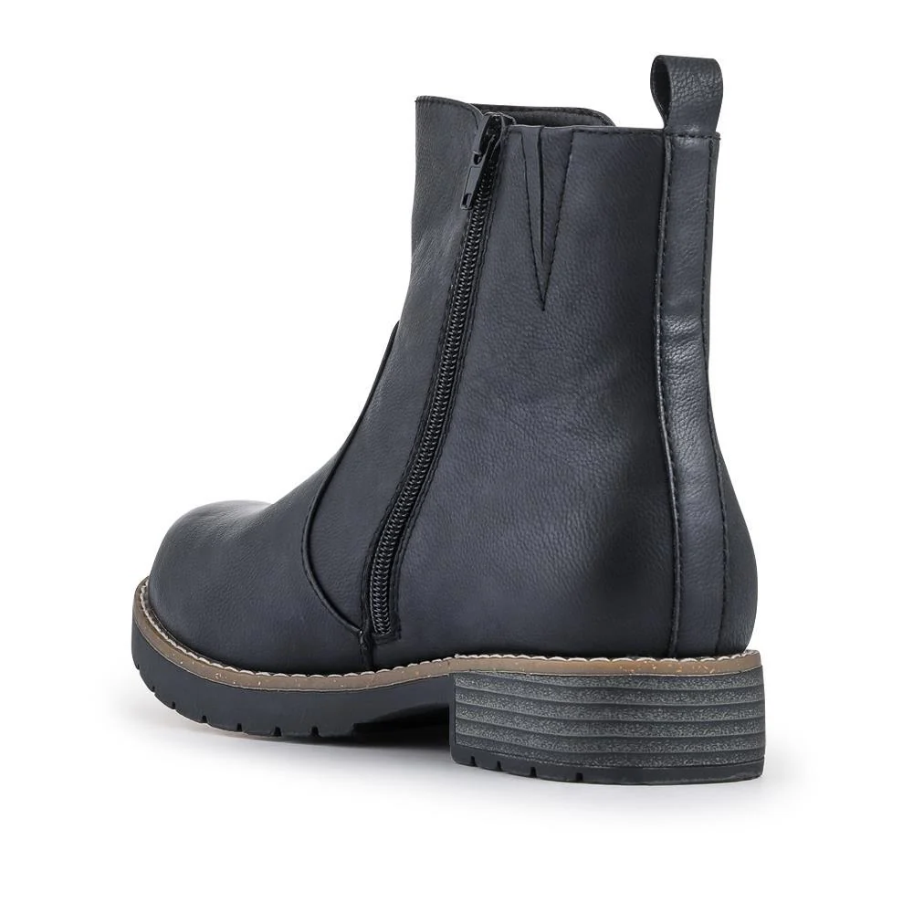 Extra-Wide Zip-Up Casual Ankle Boots - ALLY / 328 256 - Black - Image 3